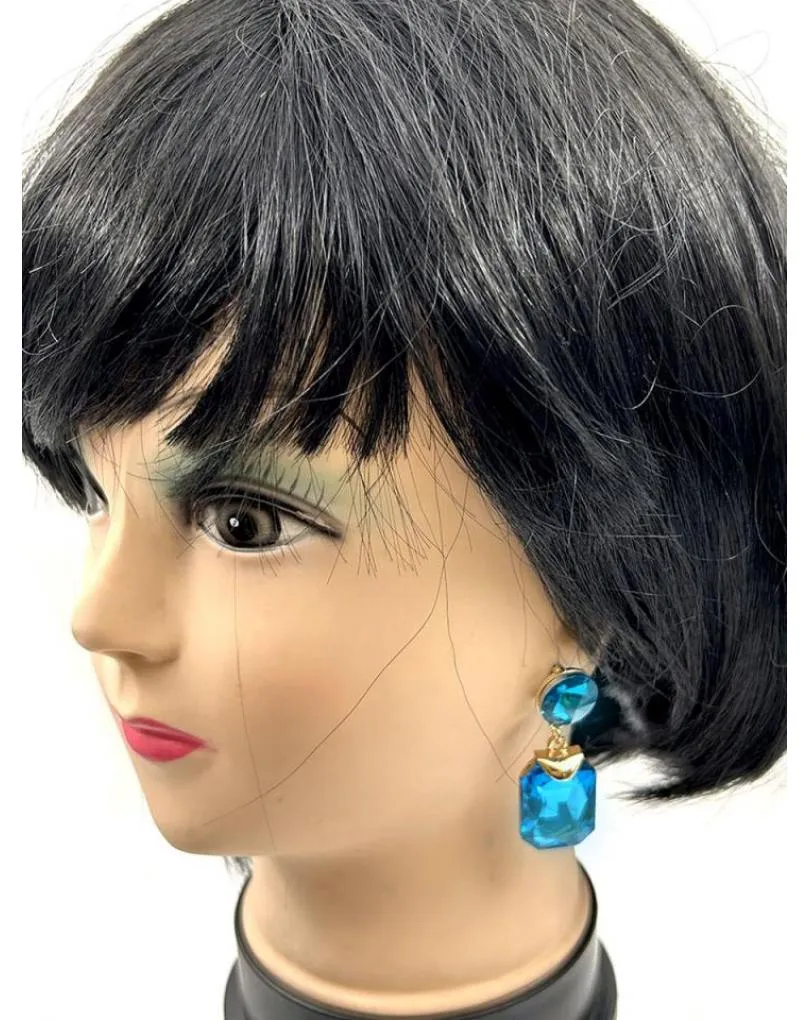 PENDIENTES LARGOS AZULES DE FIESTA EXTRA BRILLO PARA BODAS NOCHE