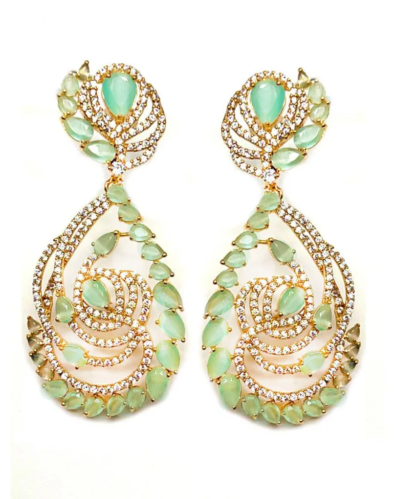 PENDIENTES LARGOS CON DETALLES AGUAMARINA PARA BODAS
