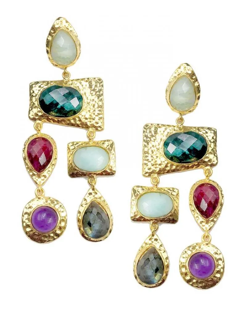 PENDIENTES LARGOS CON PIEDRAS SEMIPRECIOSAS PARA BODAS