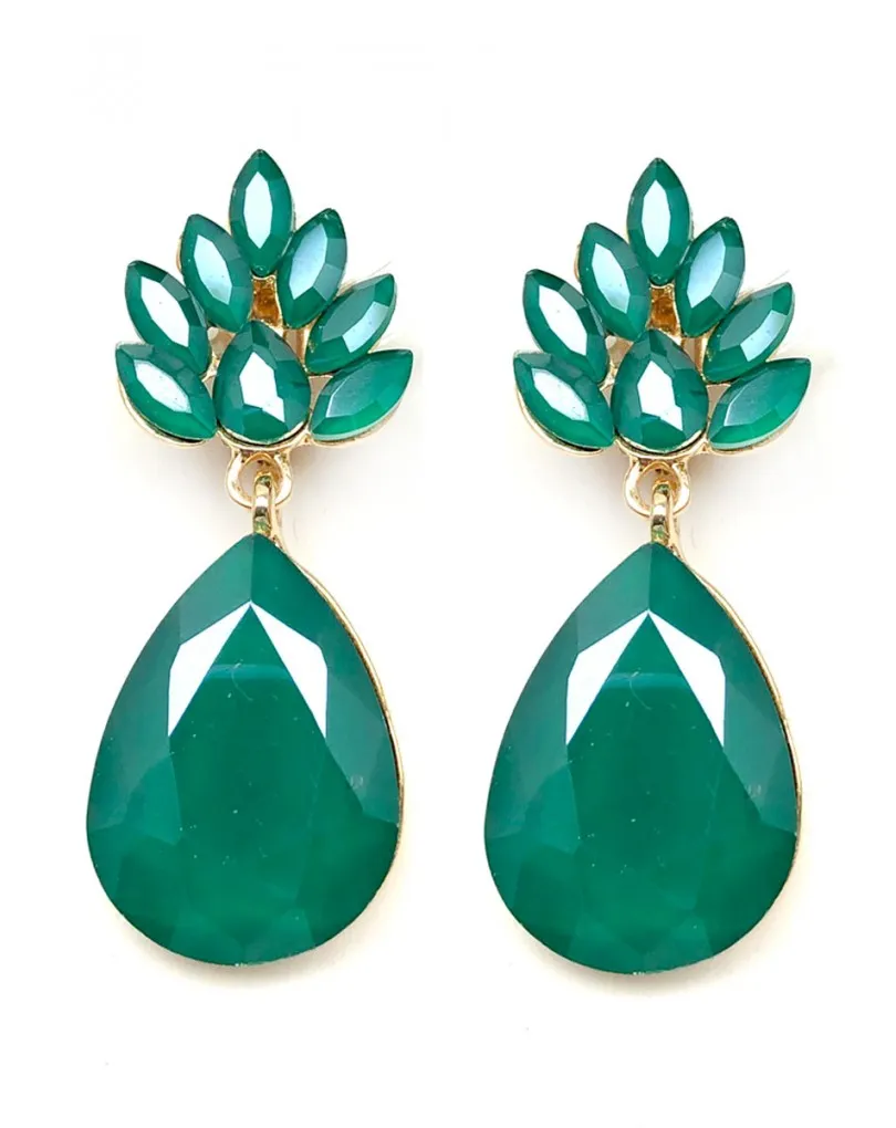 PENDIENTES LARGOS DE CLIP VERDES IDEALES PARA BODAS 