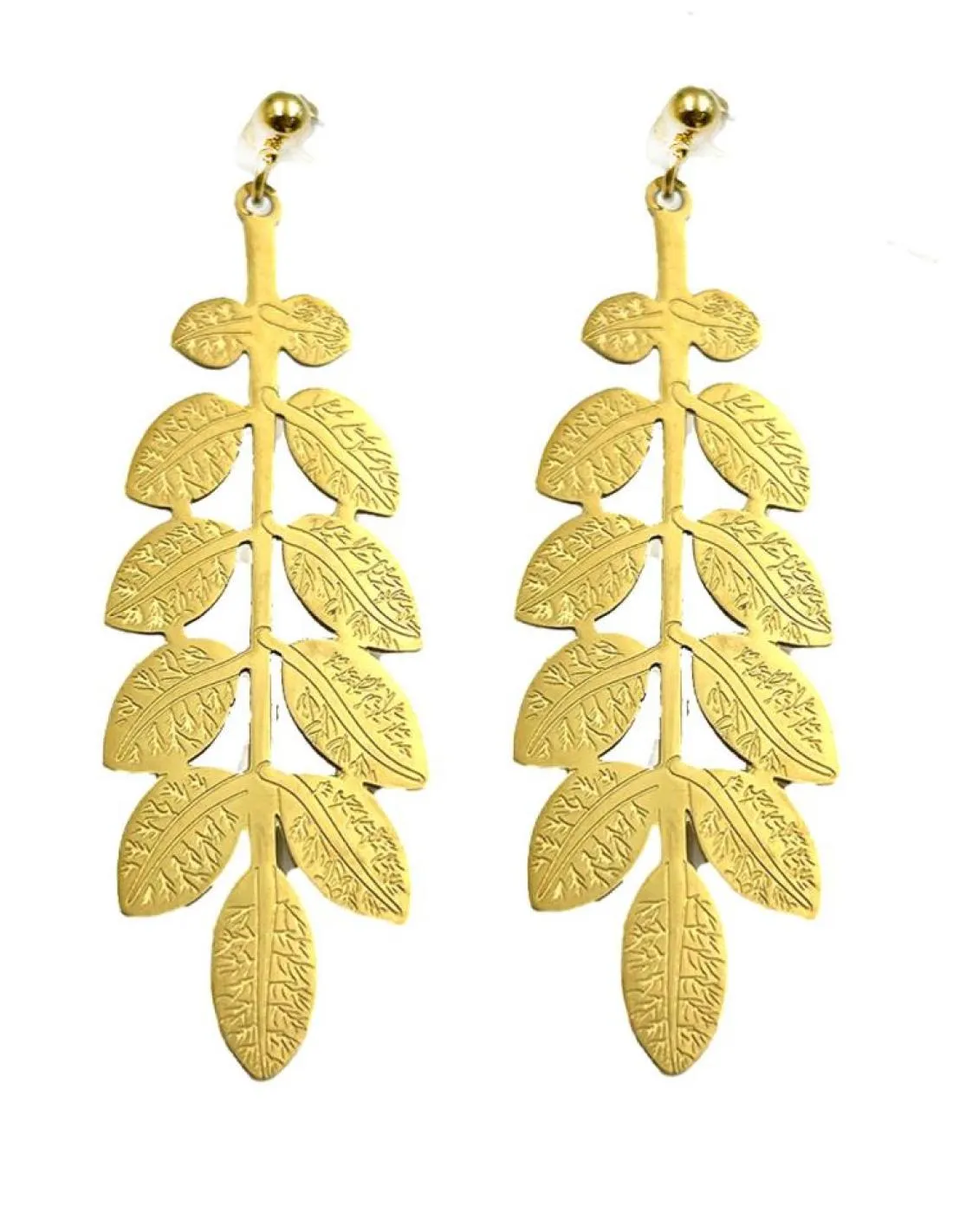 PENDIENTES LARGOS DORADOS DE HOJITAS PARA BODAS
