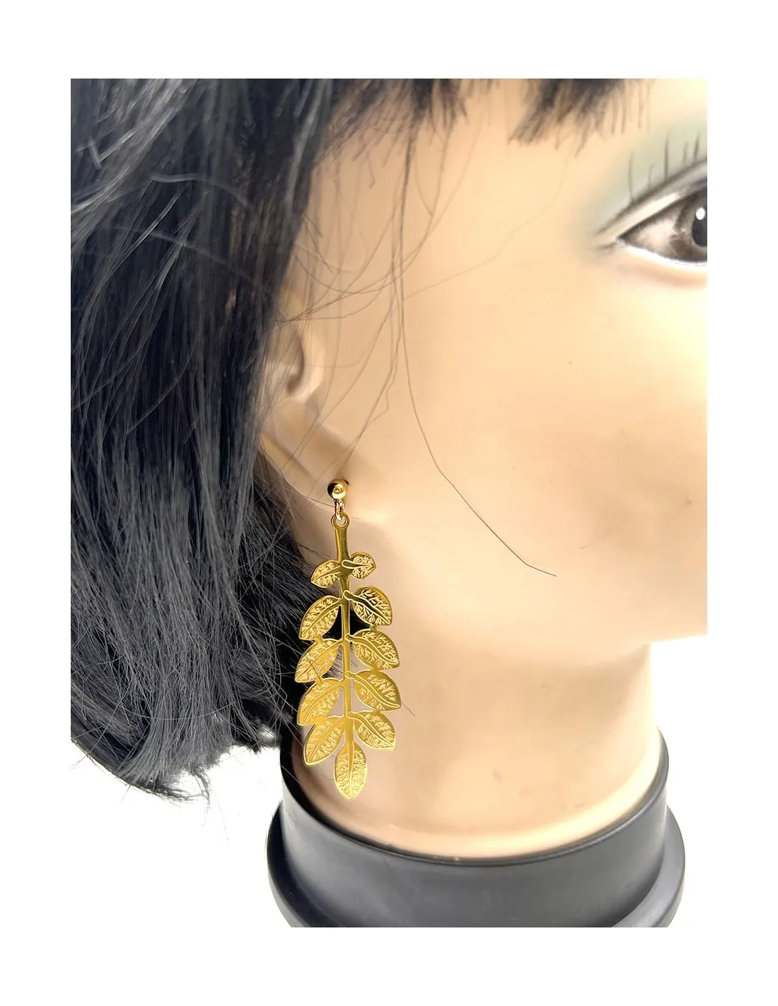 PENDIENTES LARGOS DORADOS DE HOJITAS PARA BODAS