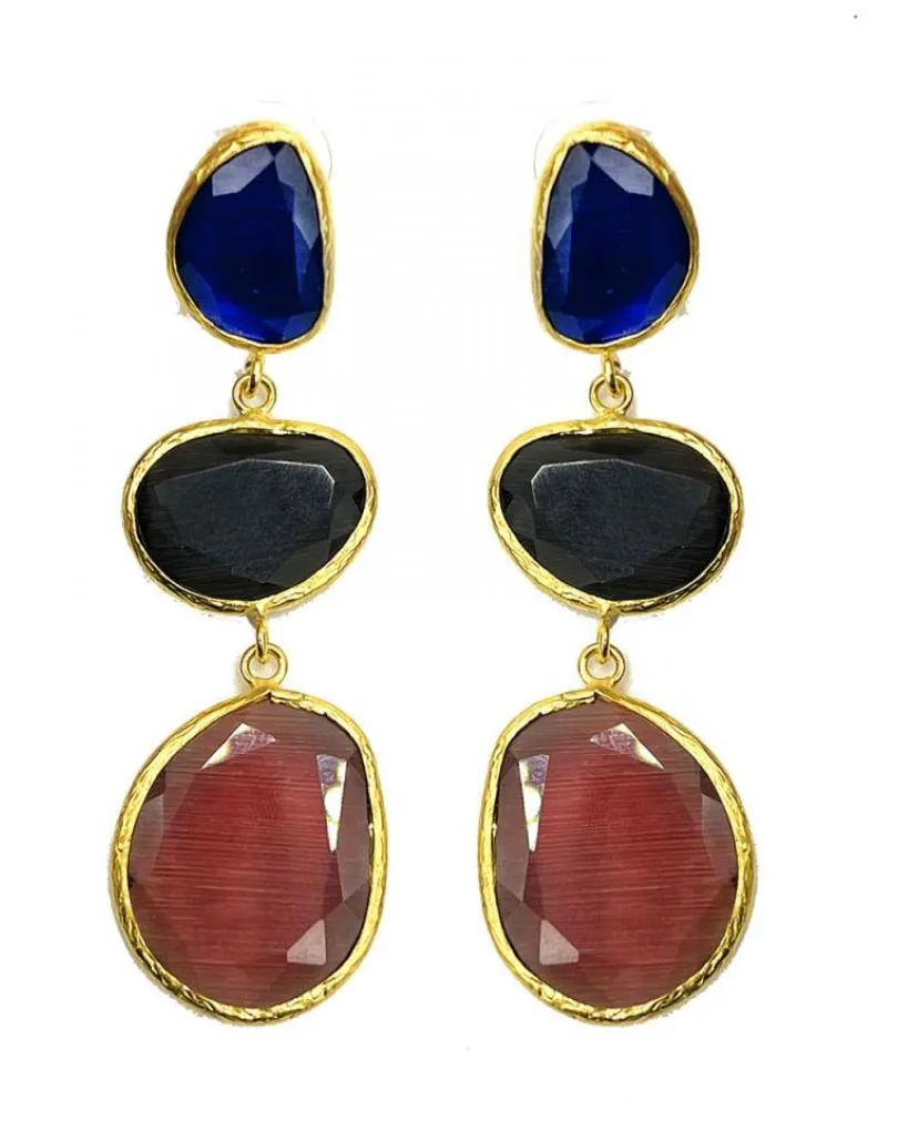 PENDIENTES LARGOS PARA BODAS DISEÑO ELEGANTE EN TRICOLOR