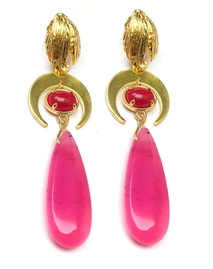 PENDIENTES LARGOS PARA BODAS ROSAS Y FUCSIAS PARA BODAS