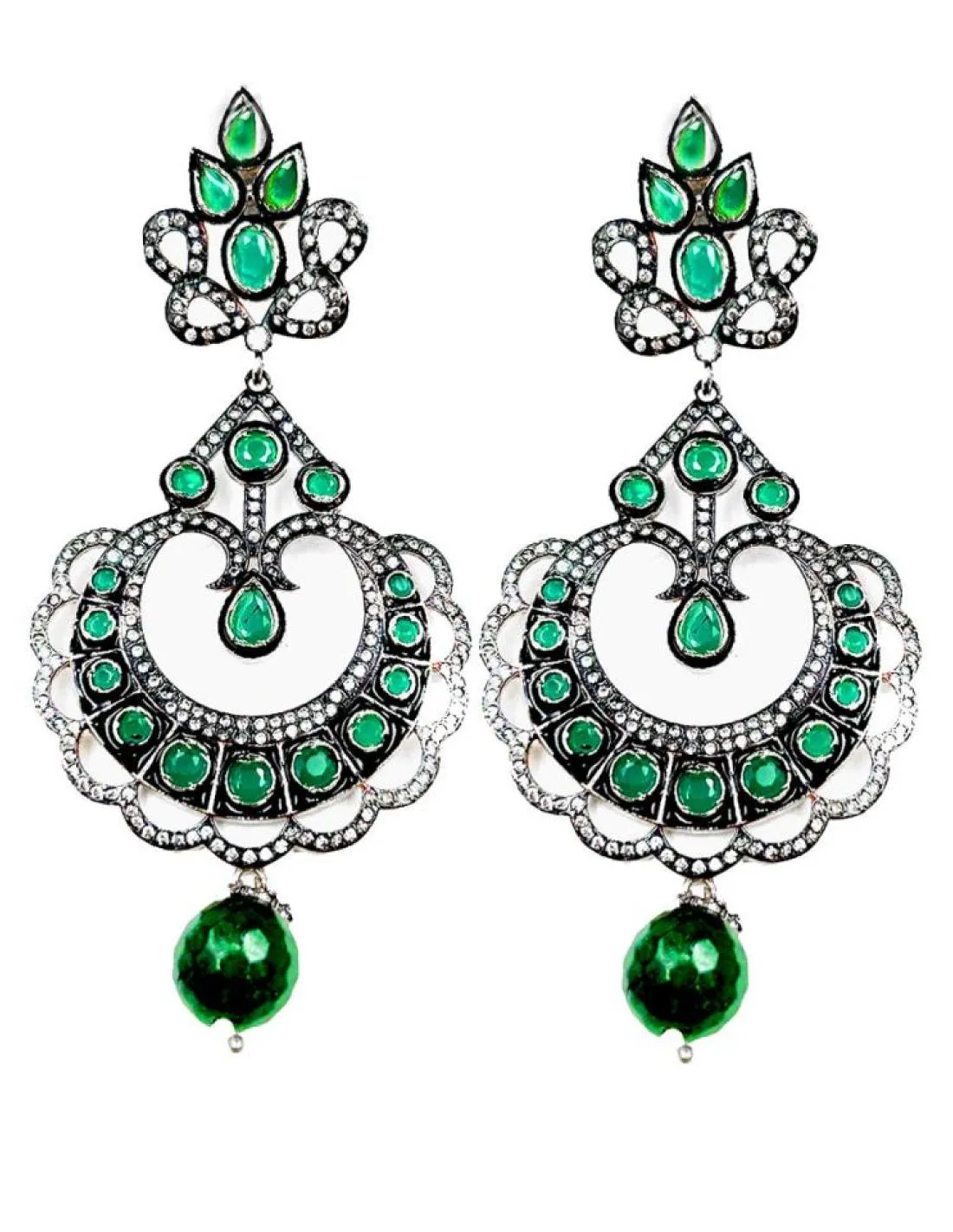 PENDIENTES LARGOS VERDES ESTILO VICTORIANO ANTIGUO PARA BODAS
