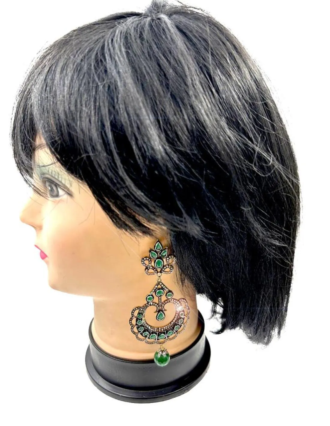 PENDIENTES LARGOS VERDES ESTILO VICTORIANO ANTIGUO PARA BODAS