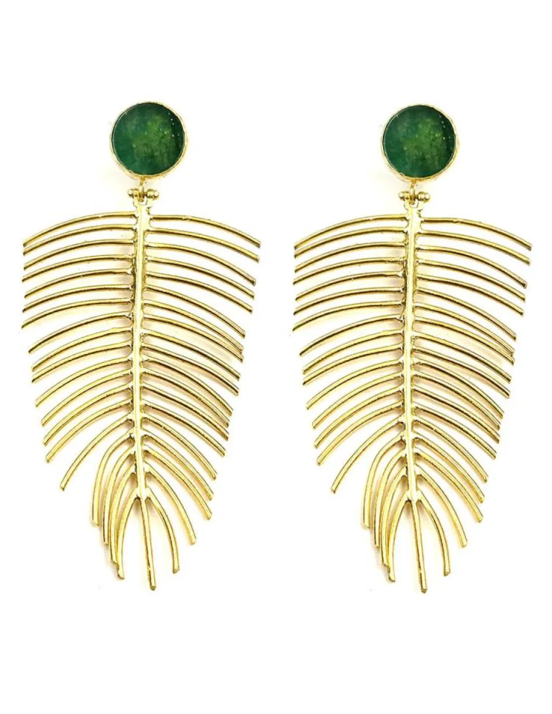 PENDIENTES LARGOS VERDES Y DORADOS PARA FIESTAS Y EVENTOS