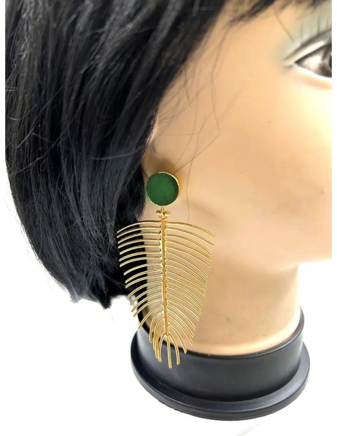 PENDIENTES LARGOS VERDES Y DORADOS PARA FIESTAS Y EVENTOS