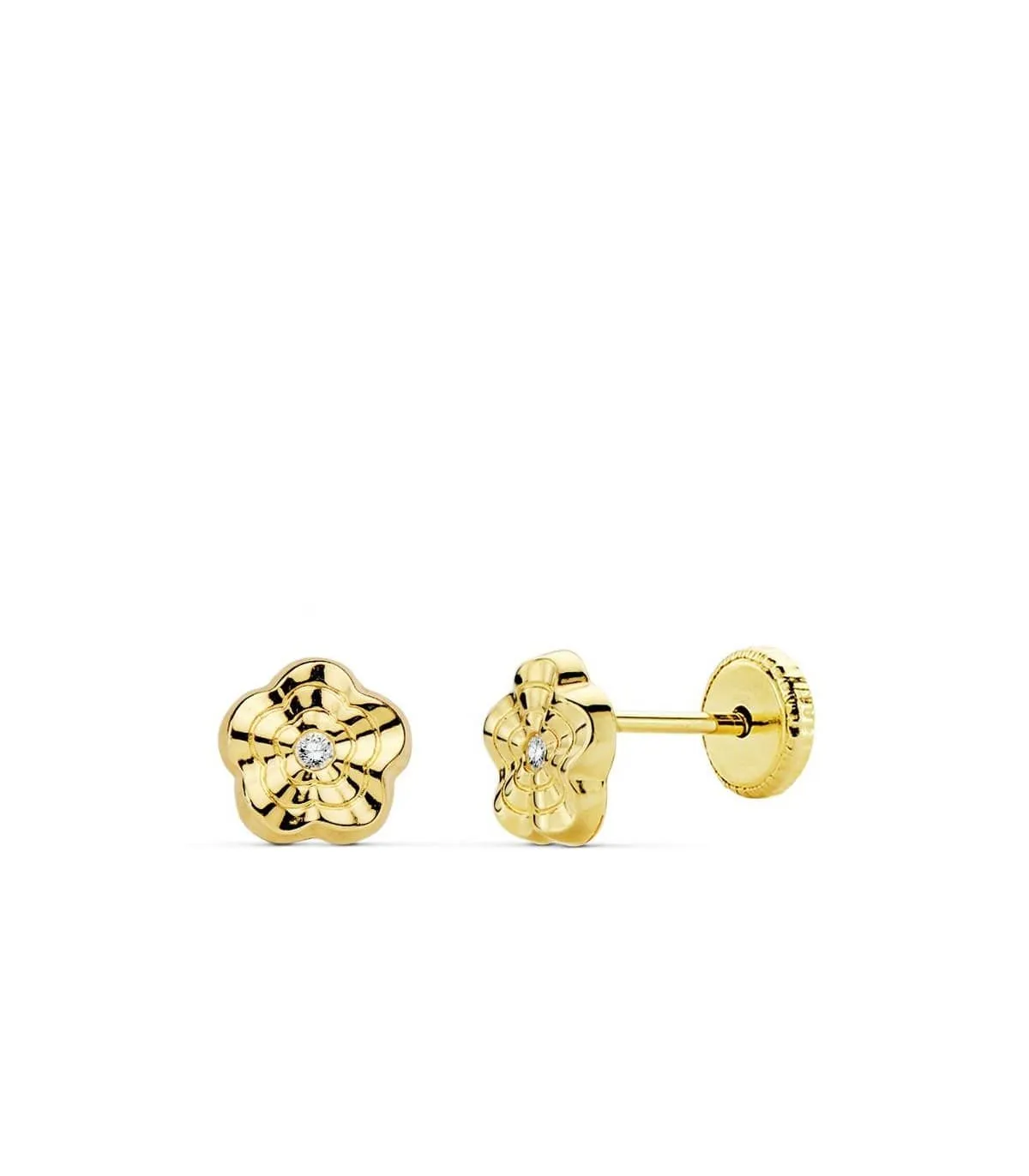 Pendientes oro amarillo Renet flor 18 Ktes