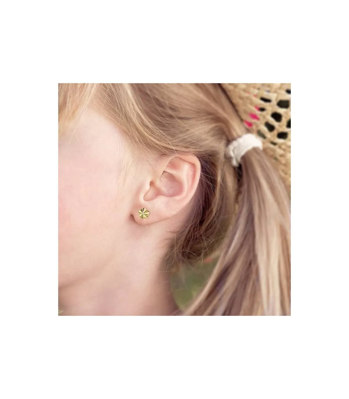 Pendientes oro amarillo Renet flor 18 Ktes