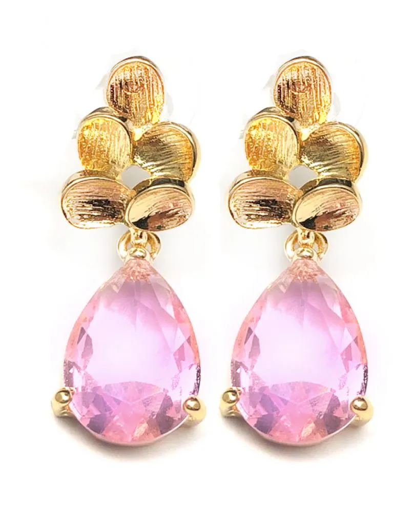 PENDIENTES PEQUEÑOS Y ELEGANTES CON FINA LAGRIMA ROSAS
