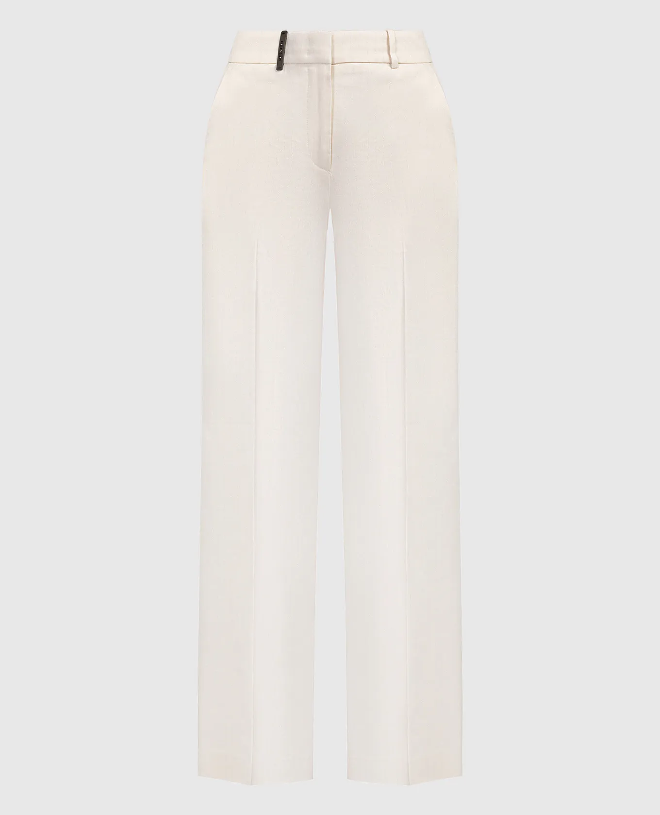 Peserico Beige flared pants with linen and lurex