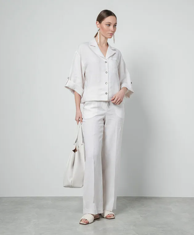 Peserico Beige straight pants made of linen