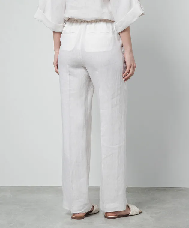 Peserico Beige straight pants made of linen