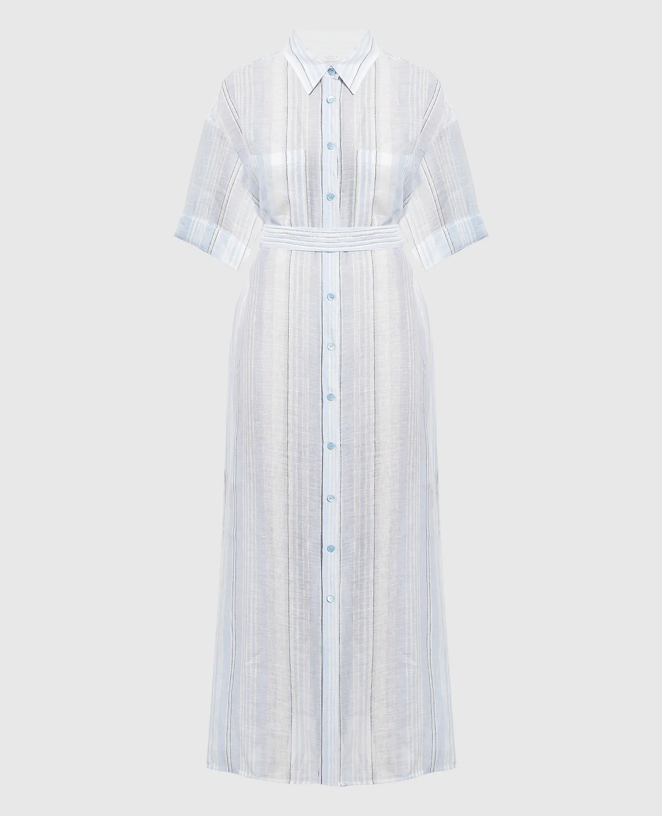 Peserico Blue striped linen shirt dress