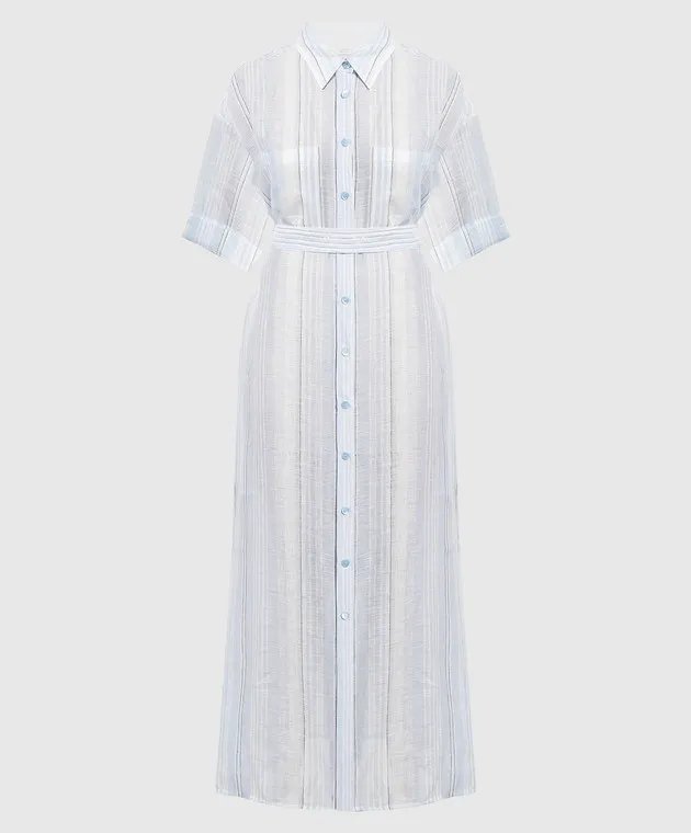 Peserico Blue striped linen shirt dress