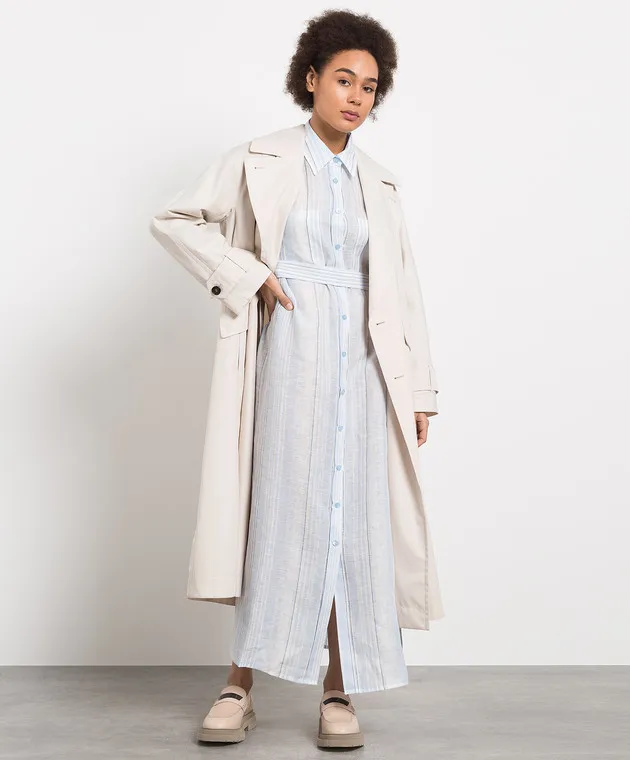 Peserico Blue striped linen shirt dress