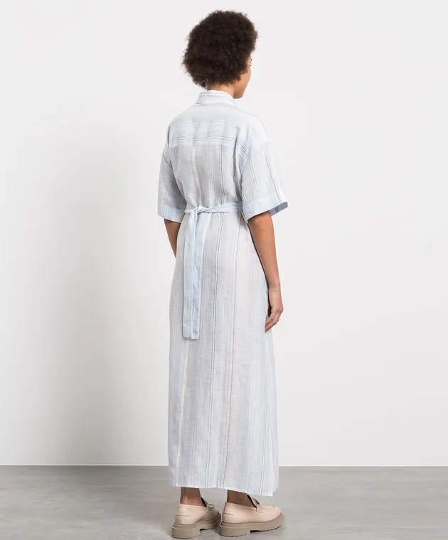Peserico Blue striped linen shirt dress