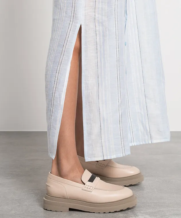 Peserico Blue striped linen shirt dress