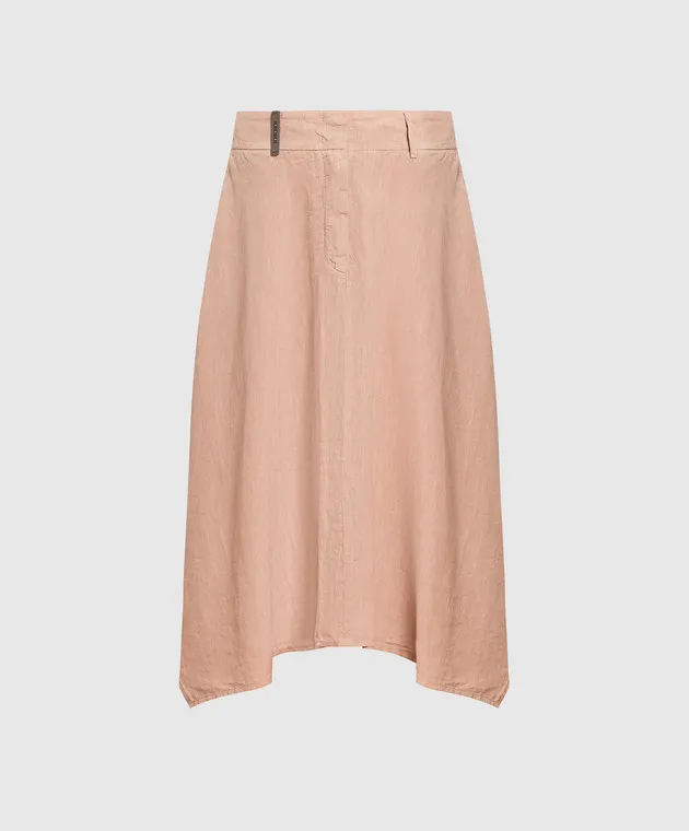 Peserico Brown linen midi skirt