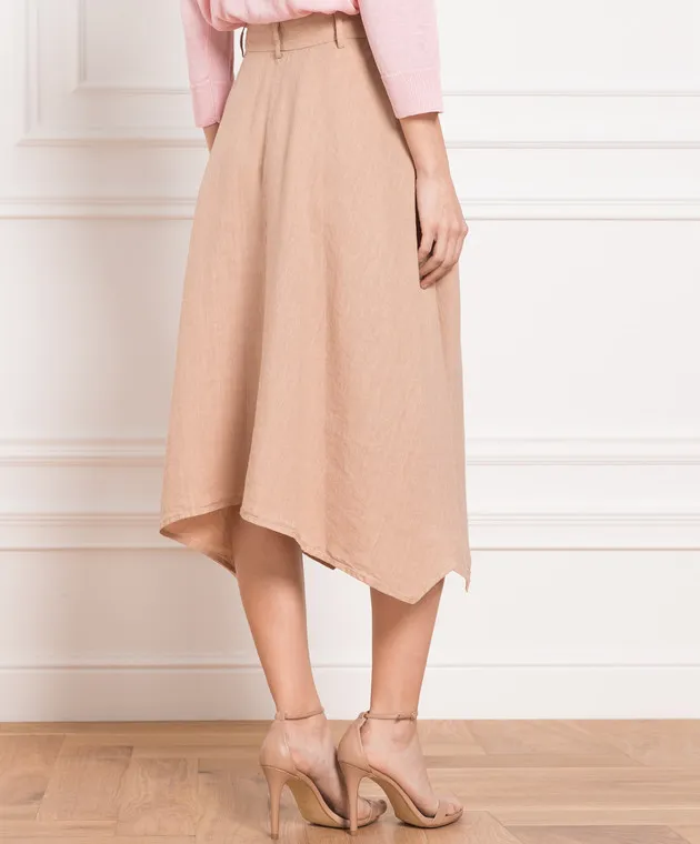 Peserico Brown linen midi skirt