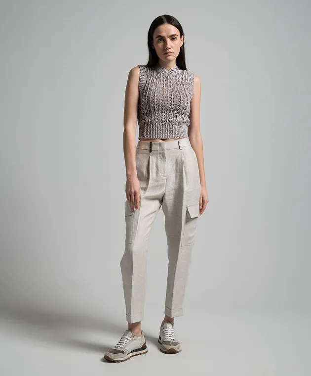 Peserico Gray linen cargo pants
