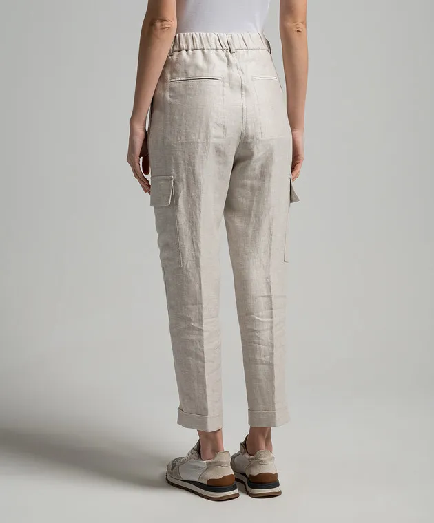 Peserico Gray linen cargo pants