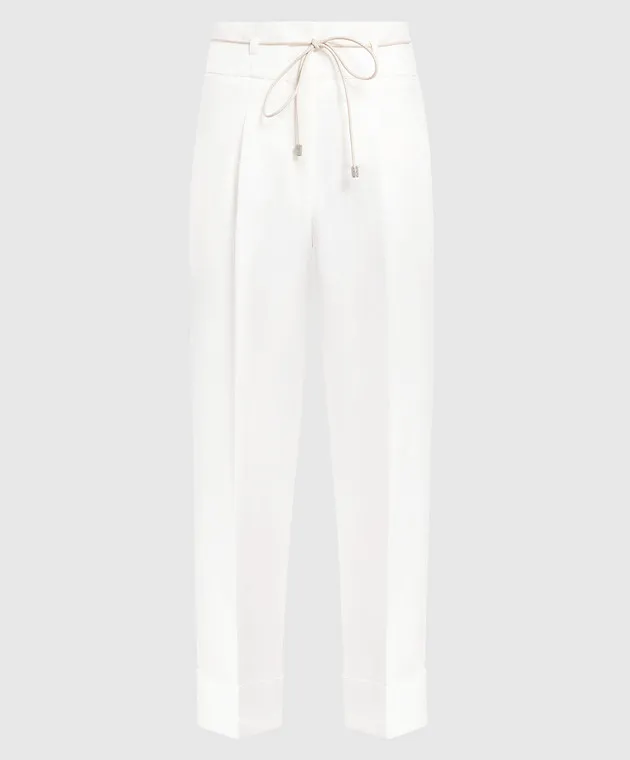 Peserico High rise white linen pants