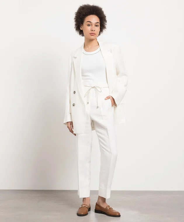 Peserico High rise white linen pants