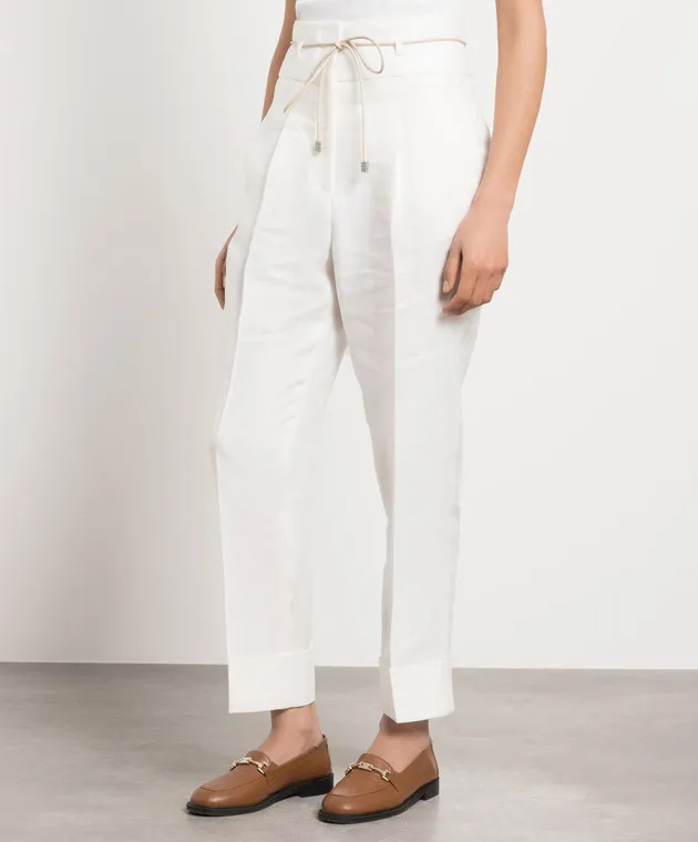 Peserico High rise white linen pants