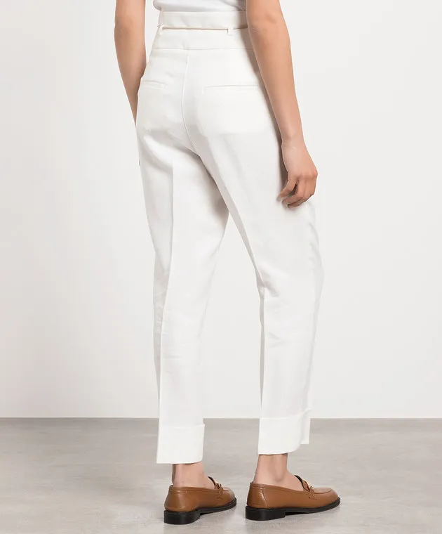 Peserico High rise white linen pants
