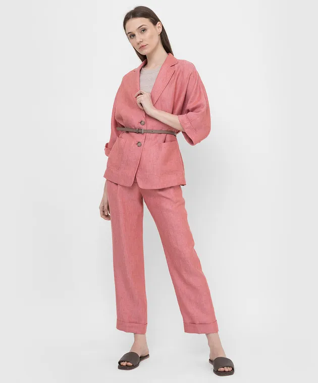 Peserico Light burgundy linen slacks