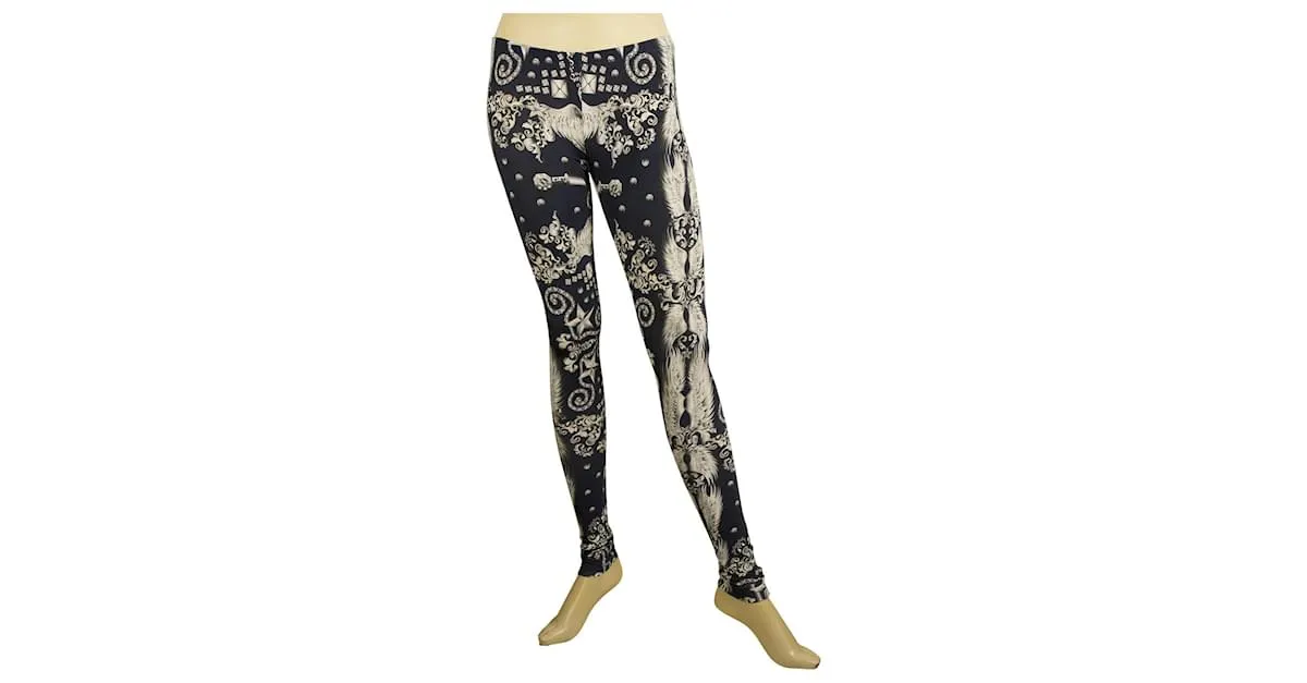 Philipp Plein Leggins Pantalones de viscosa elástica étnicos azules y blancos pantalones XS Multicolor 