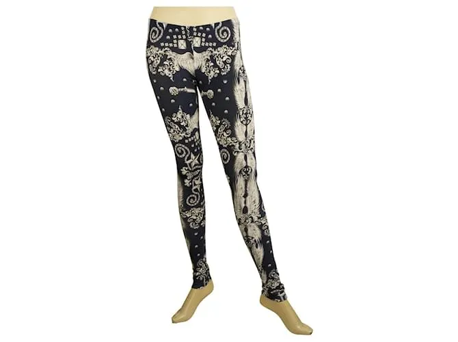 Philipp Plein Leggins Pantalones de viscosa elástica étnicos azules y blancos pantalones XS Multicolor 