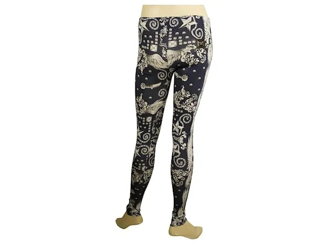 Philipp Plein Leggins Pantalones de viscosa elástica étnicos azules y blancos pantalones XS Multicolor 