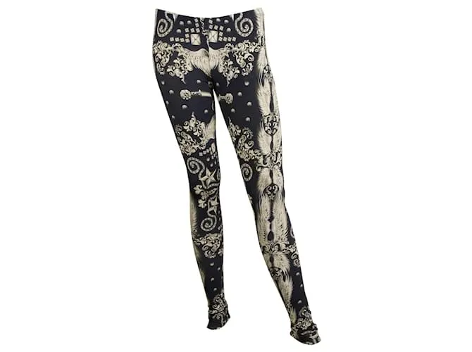 Philipp Plein Leggins Pantalones de viscosa elástica étnicos azules y blancos pantalones XS Multicolor 