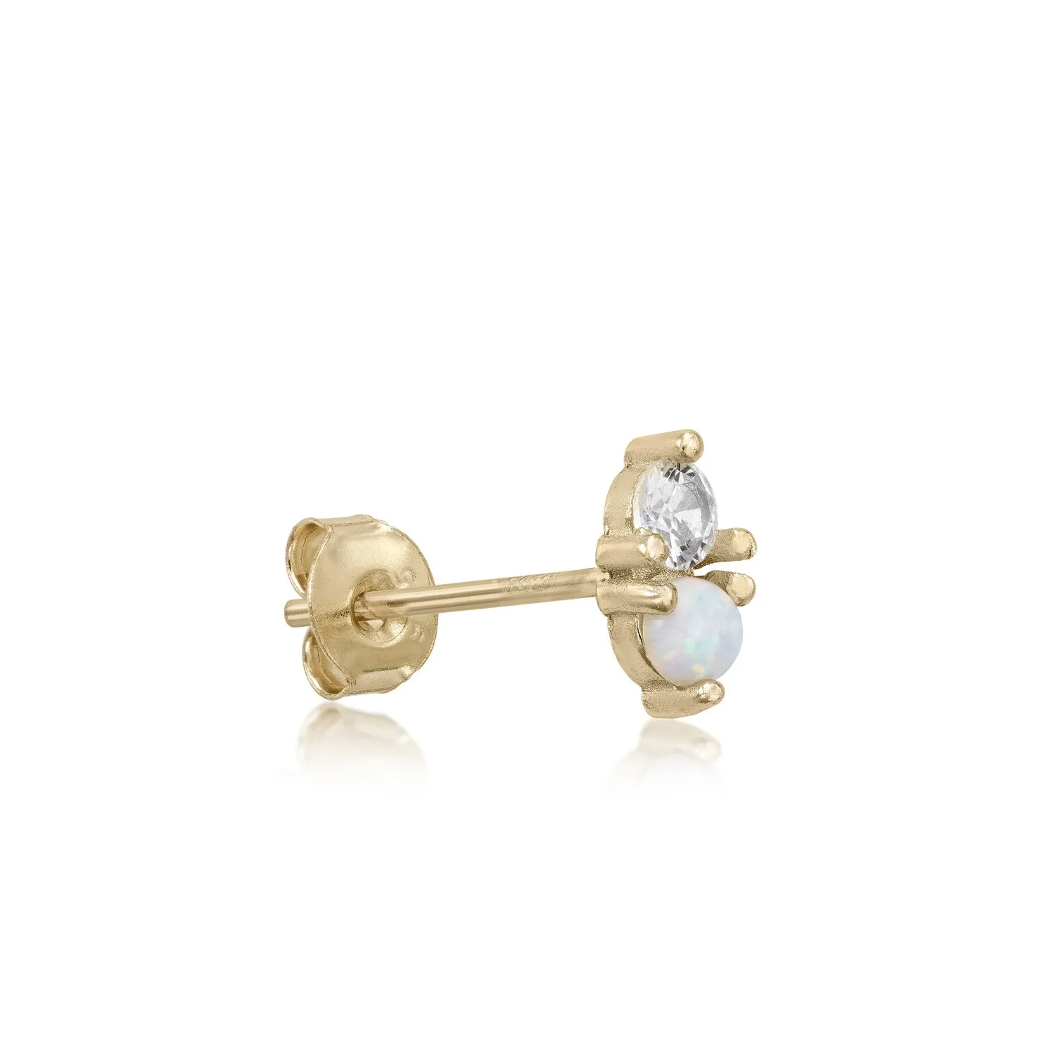 Piercing de plata baada en oro diseo mini ópalo y circonita