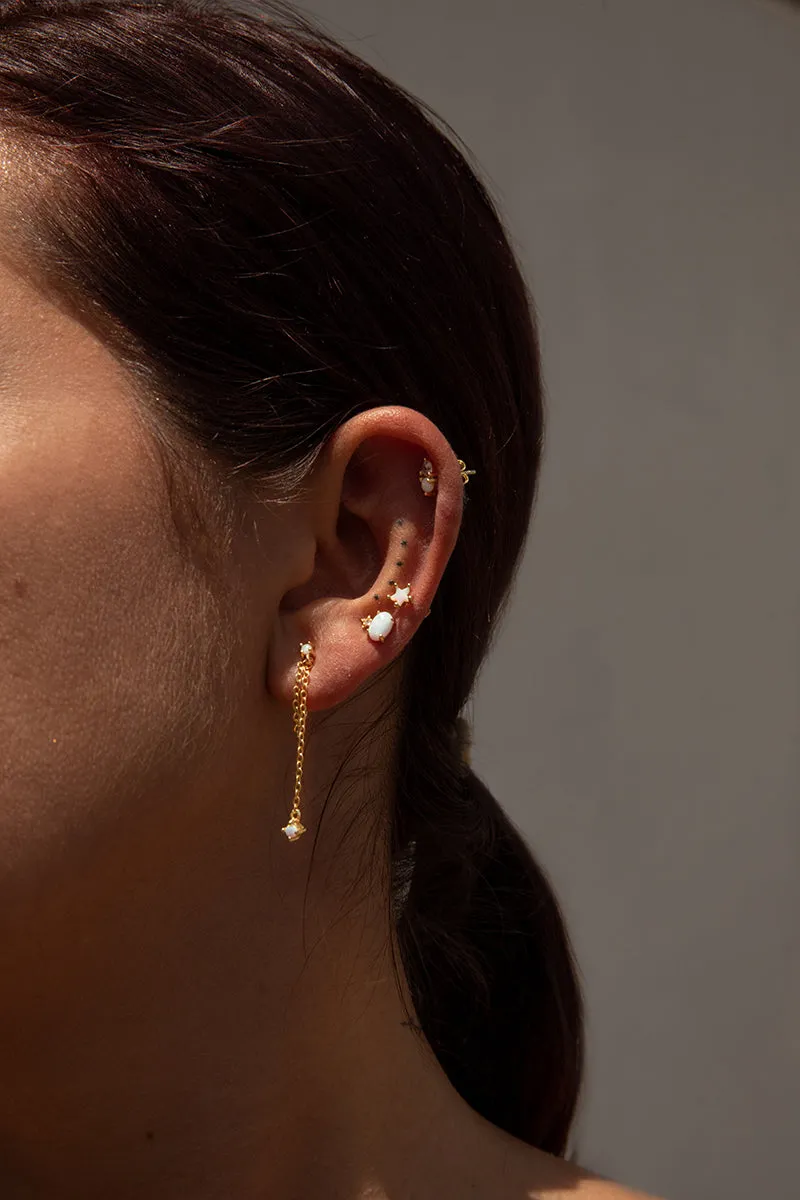 Piercing de plata baada en oro diseo mini ópalo y circonita