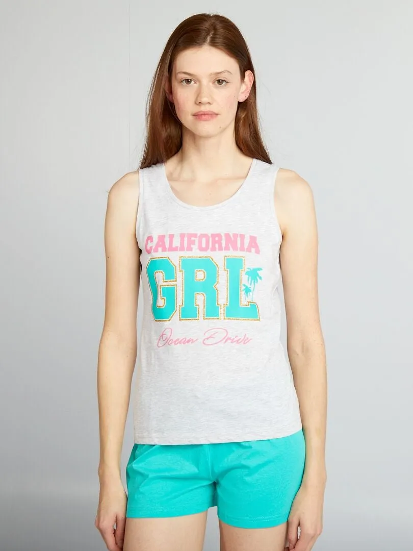 PIJAMA CORTO INSCRIPCIóN 'CALIFORNIA'  2 PIEZAS  GRIS