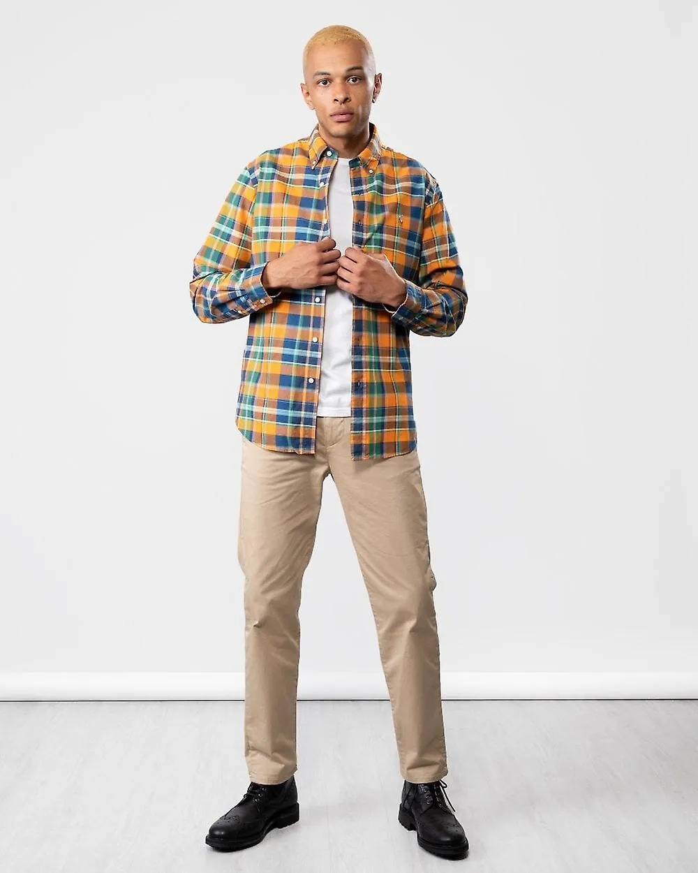 Polo Ralph Lauren Polo Ralph Lauren Custom Fit Manga Larga Multicolor Plaid Mens Camisa Oxford 