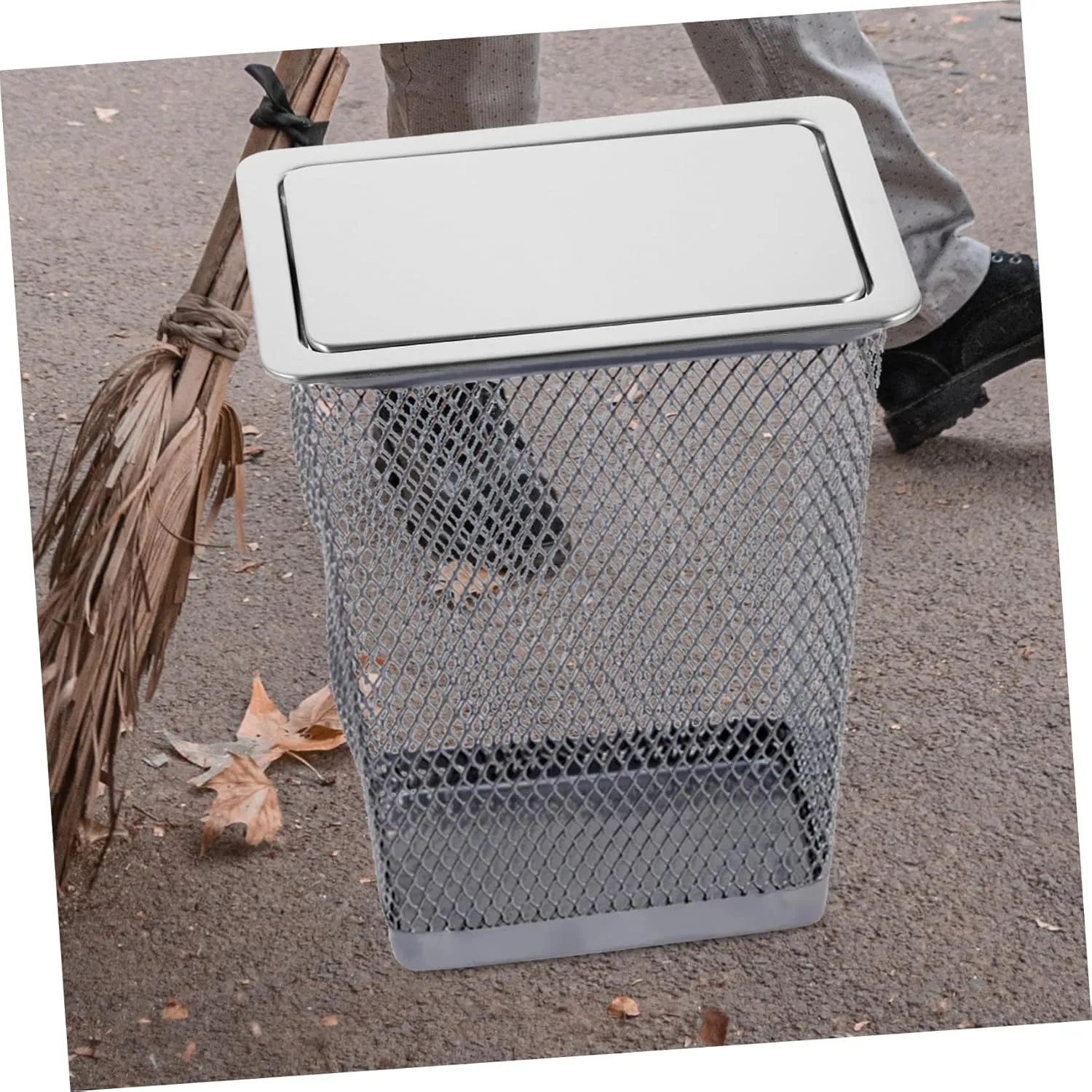 PRETYZOOM Cubierta De La Tapa Del Cubo De Basura Tapa Empotrada De Acero Inoxidable Ojal De Basura Tapa De Basura Baño Suministr