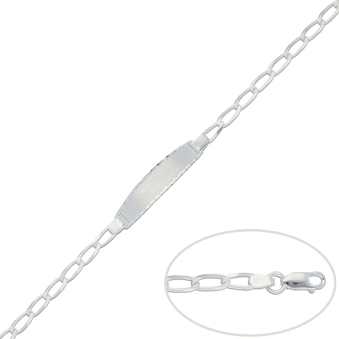 Pulsera con Placa Plata 4mm.