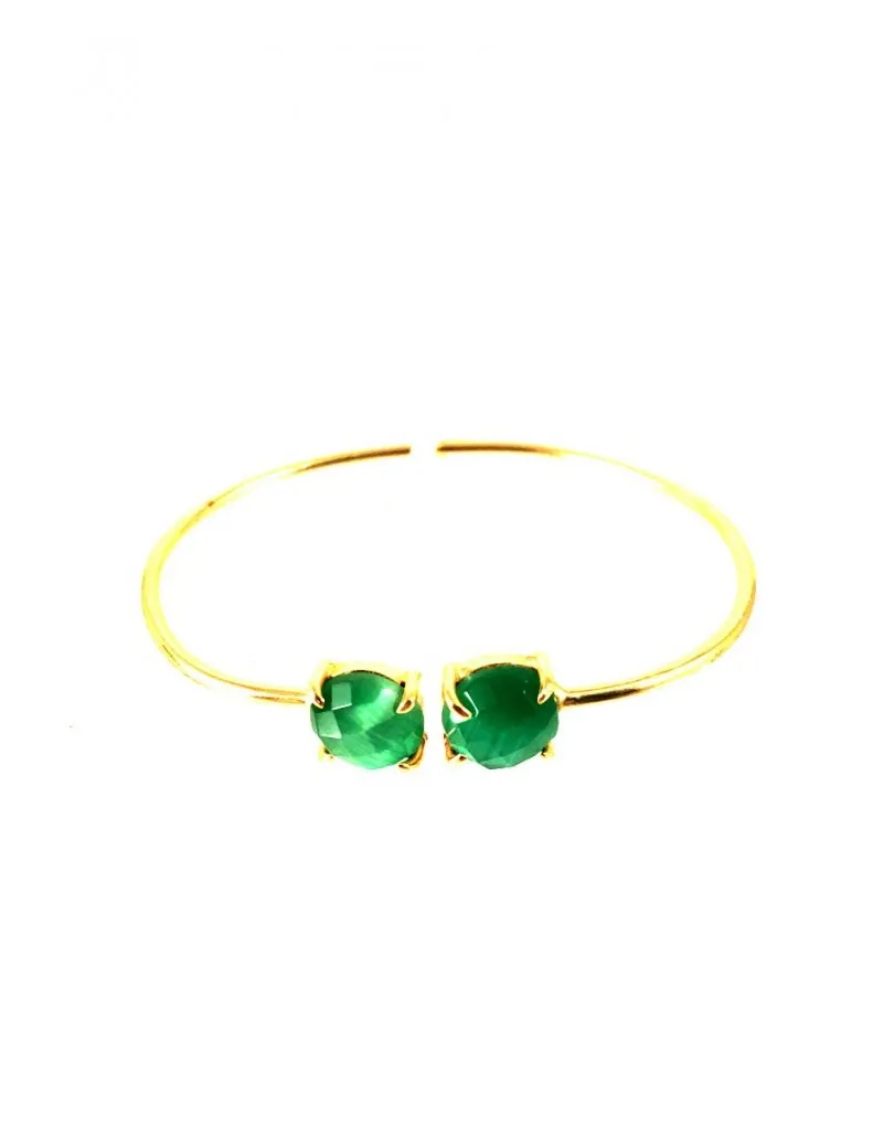 PULSERA  DE BISUTERIA ARO FINO CON PIEDRAS VERDES