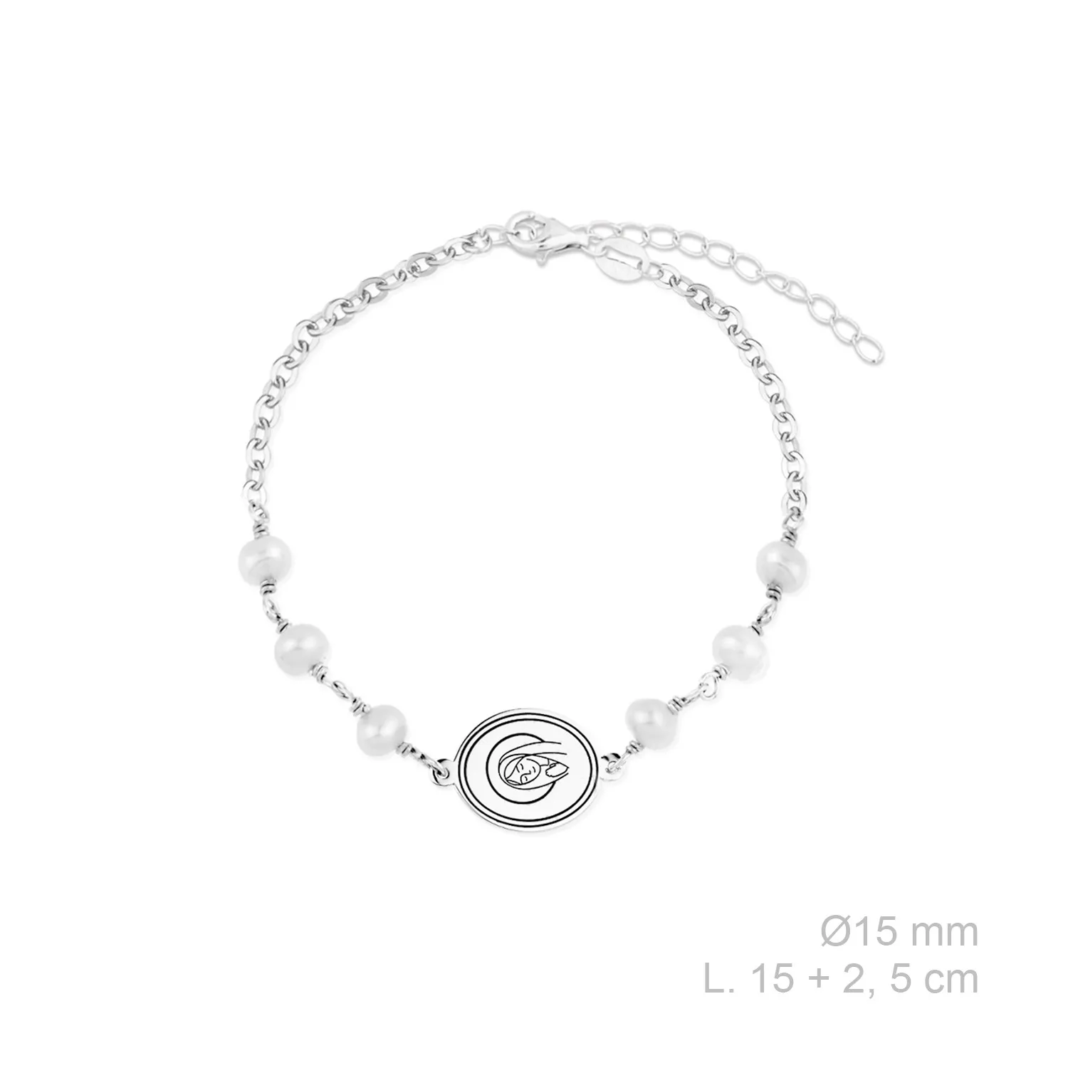 Pulsera en plata de Ley Medalla Virgen