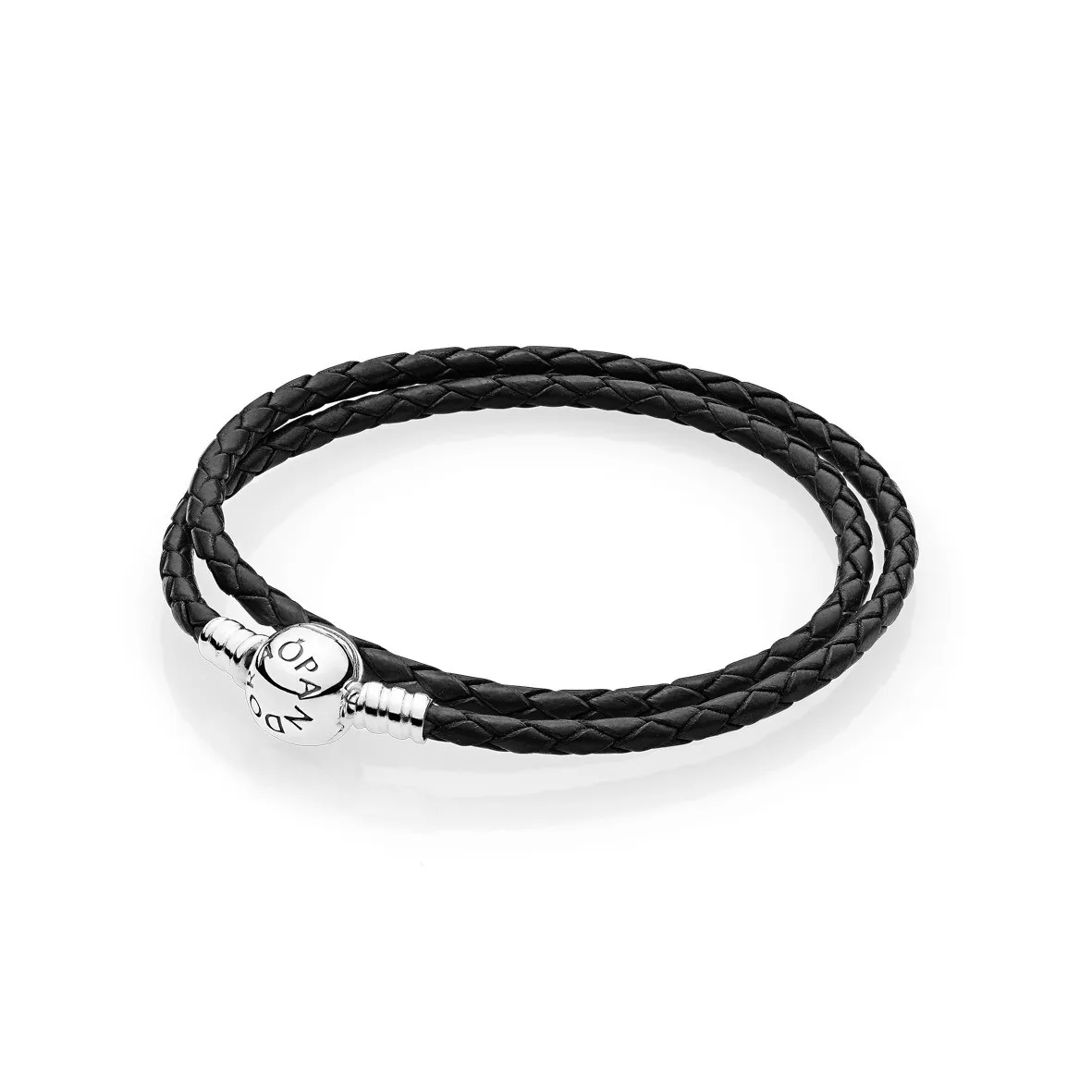 Pulsera Moments en Cuero Trenzado Negro 590745CBK