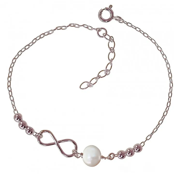 Pulsera Plata Infinito y Perla