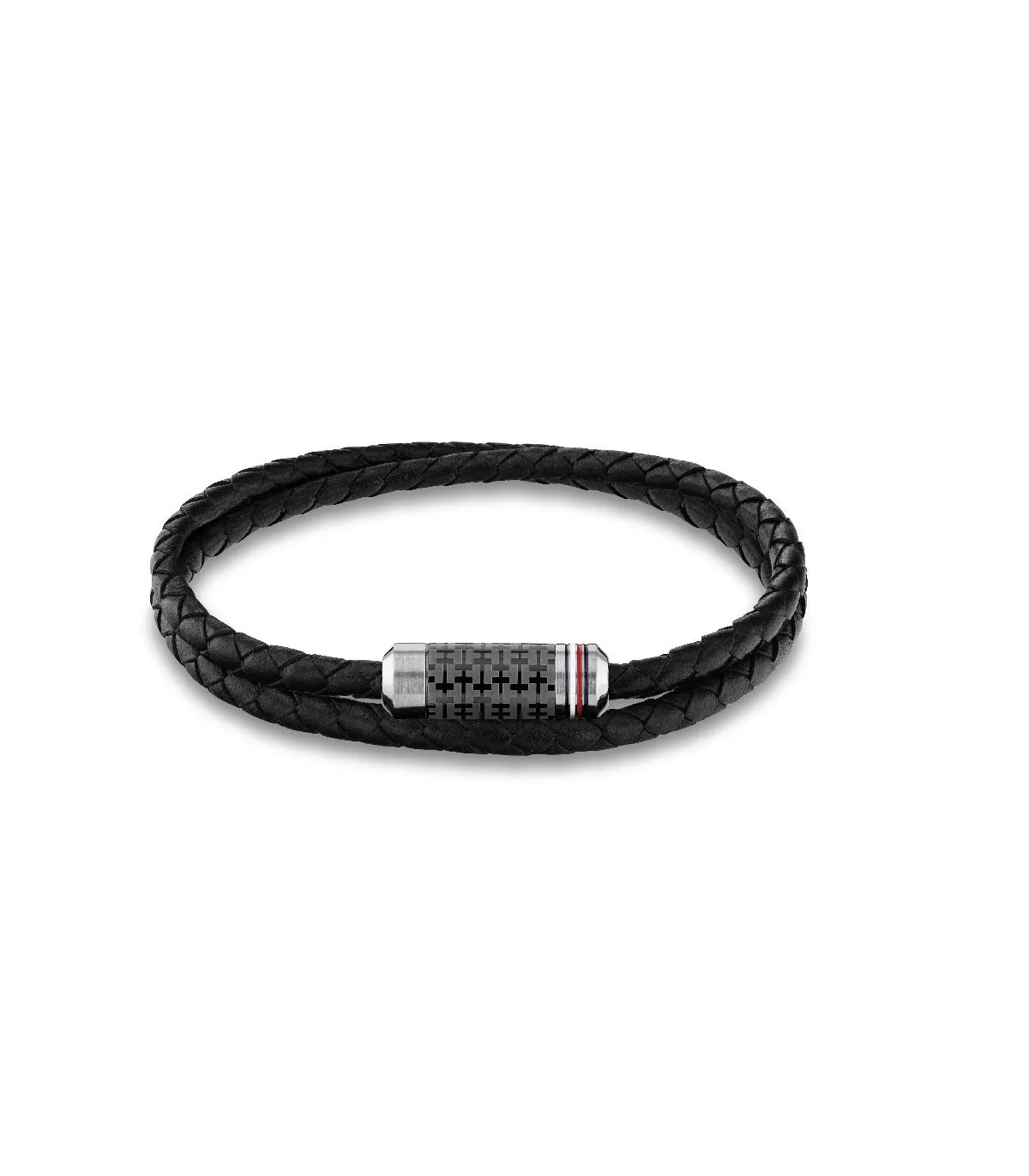 PULSERA TOMMY HILFIGER HOMBRE CUERO NEGRO TRENZADO Y ACERO INOXIDABLE  2790327