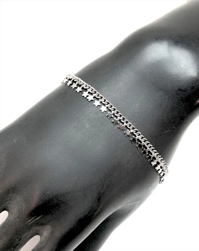 PULSERAS DE MUJER DE ACERO CON ESTRELLAS  BISUTERIA FINA ONLINE