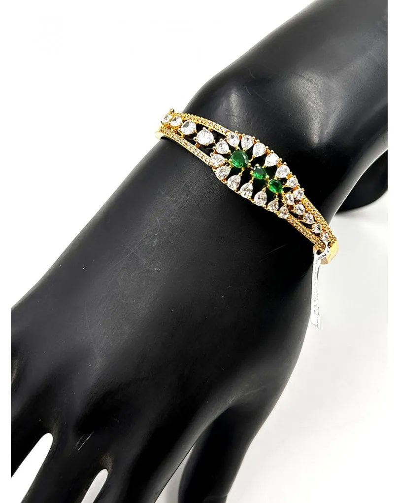 PULSERAS DORADAS ELEGANTES Y VERDES CON CIRCON PARA BODAS