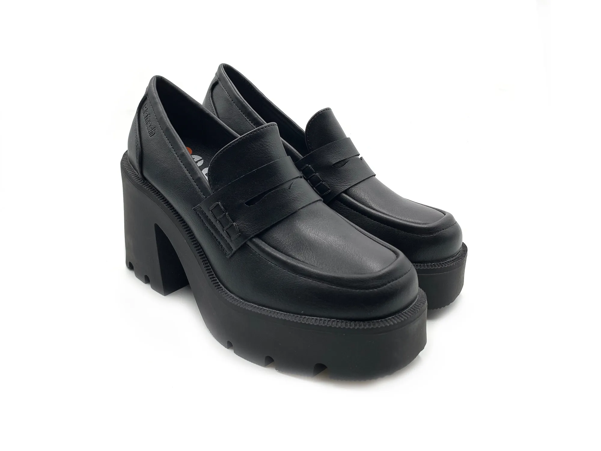 Refresh 171413 Mocasin Vegano Negro Tacón 10 Mujer